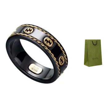 GUCCI 18K Gold Rings Unisex Black
