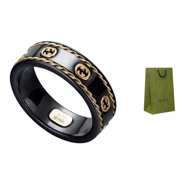GUCCI 18K Gold Rings Unisex Black-0