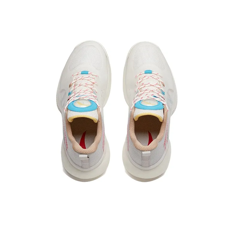 Anta Cement Busters Low Top Basketball Shoes Men's White Gray Blue-5
