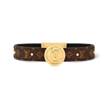 LOUIS VUITTON Metal Calf Leather Bangles Women's Brown