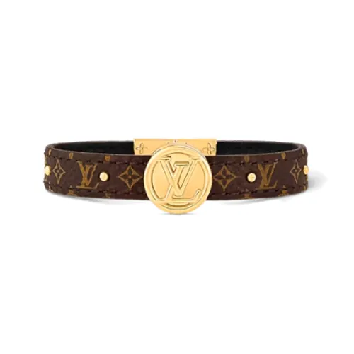 LOUIS VUITTON Metal Calf Leather Bangles Women's Brown