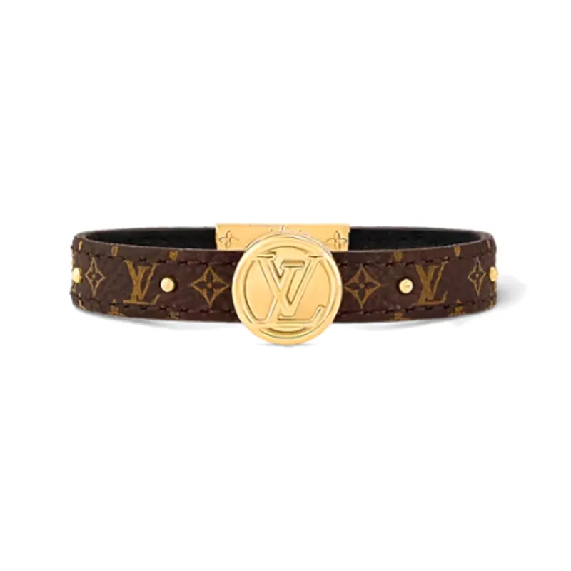 LOUIS VUITTON Metal Calf Leather Bangles Women's Brown-0