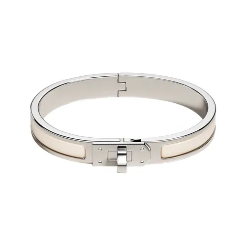 HERMES Enamel Bangles Women's Silver
