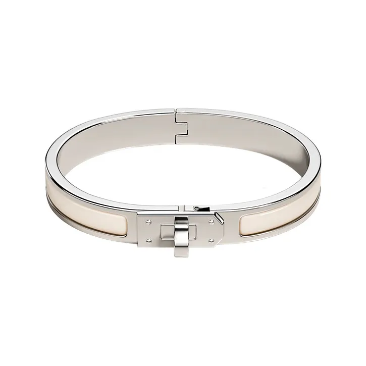 HERMES Enamel Bangles Women's Silver-0