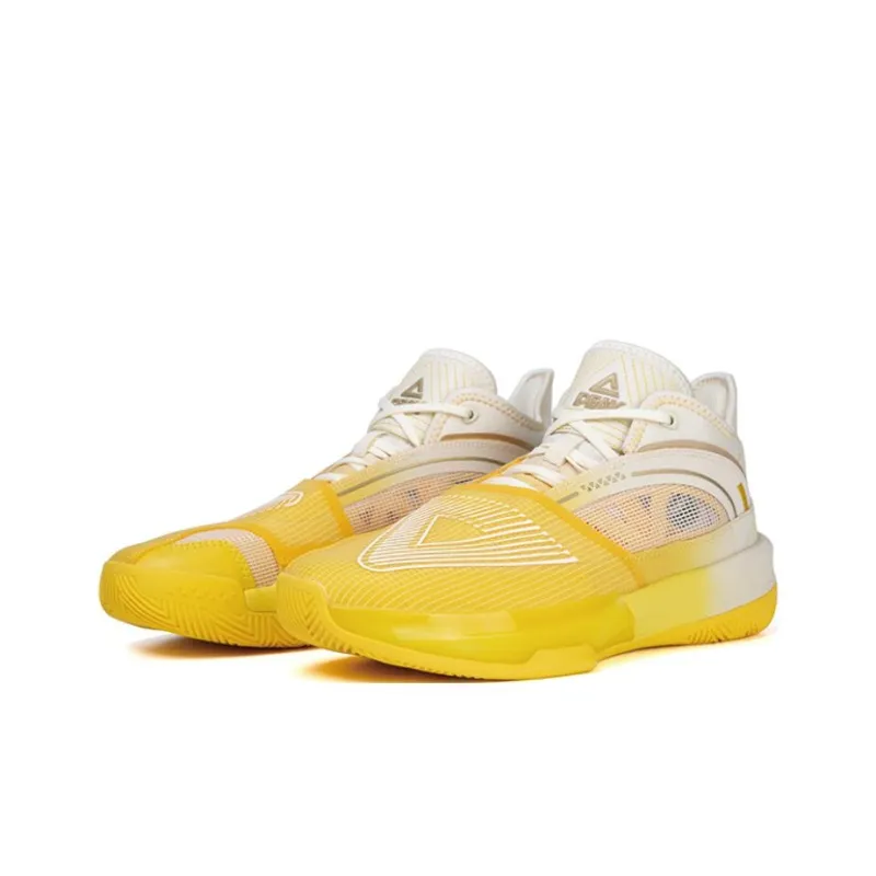 PEAK State Extremely Large Triangle 1.0 Basketball Shoes Men Mid Top Yellow/White-2