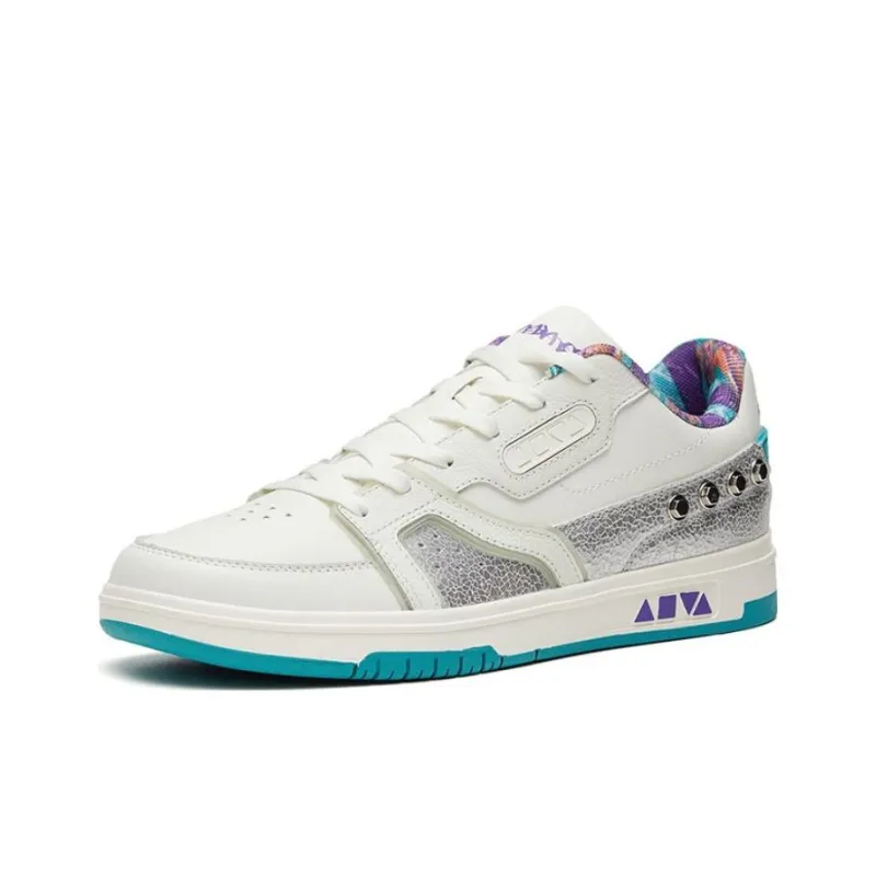 Anta AOYU Anti-Slip Wear-Resistant Low-Top Skateboard Shoes Men's White Silver Gray-1