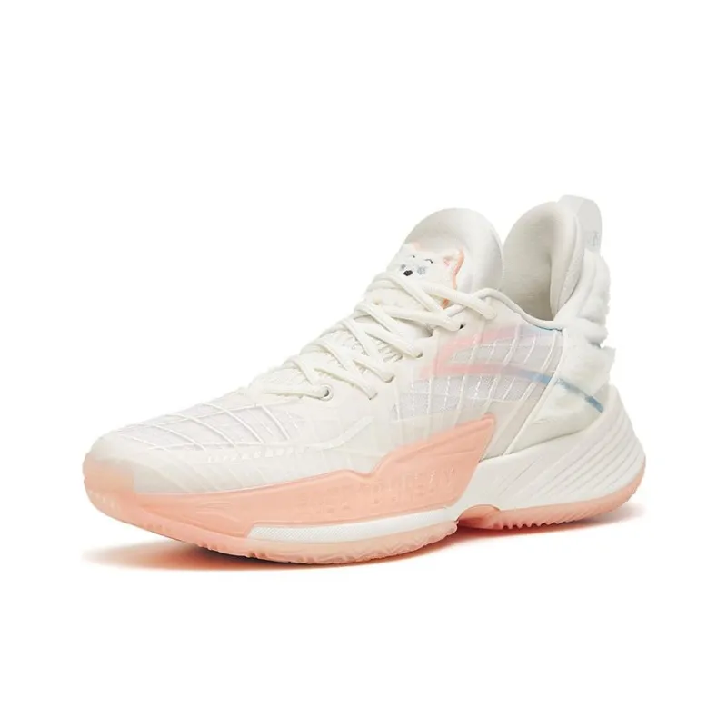 Anta Light Horseman 3 Samoyed Cushioning Anti-Slip And Wear-Resistant Low-Top Performance Basketball Shoes White Pink-1