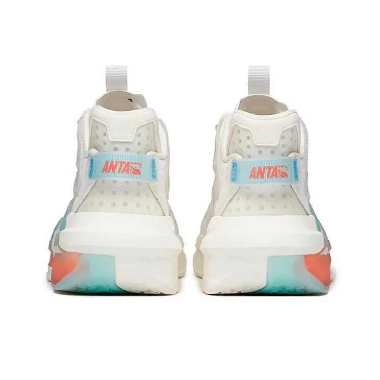 Anta Bastard Coverage Warm Slip-Resistant Low-Top Skateboard Shoes Women's White Orange Blue-3