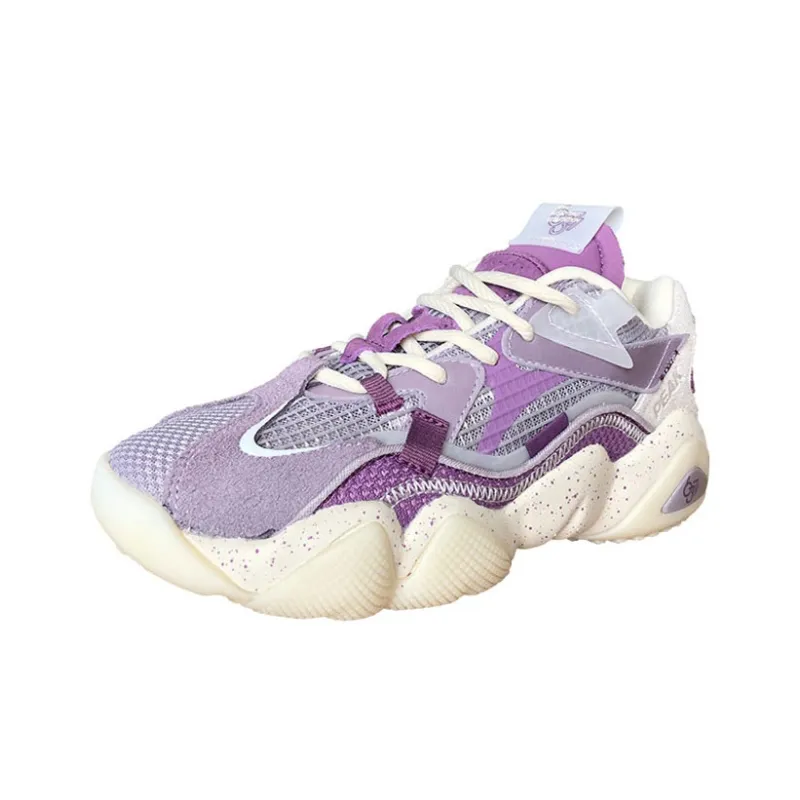 PEAK State Pole 6371 Anti Slip And Wear Resistant Breathable Low Top Chunky Sneakers Women's Purple-2
