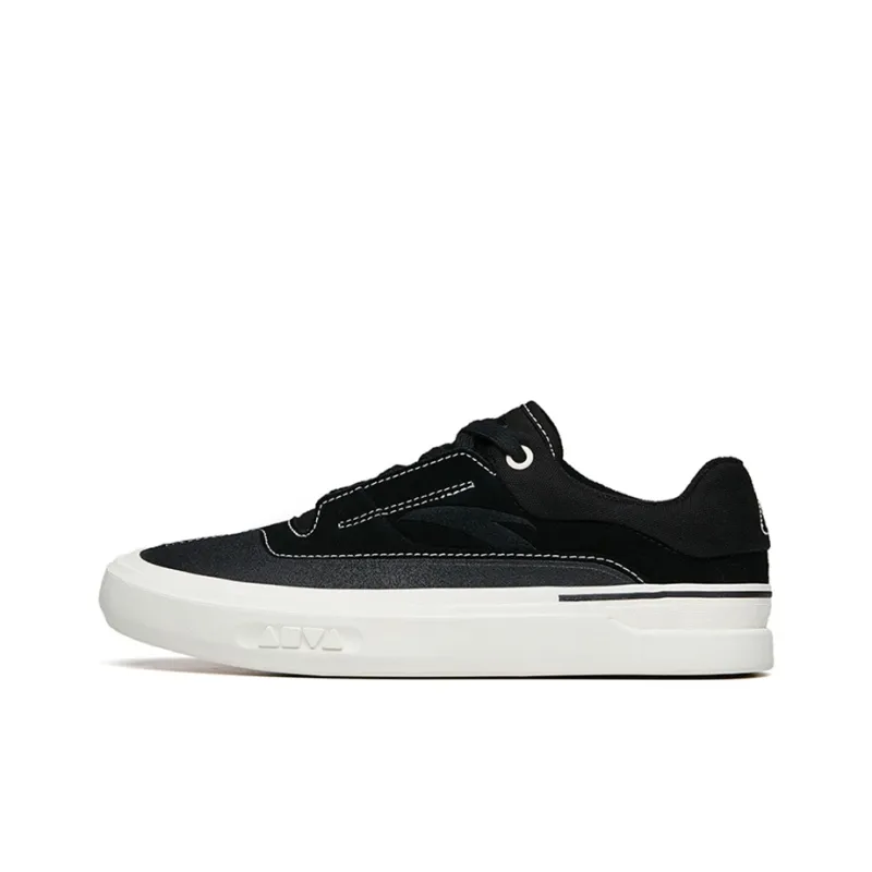 Anta Ao Li Low Top Skateboard Shoes Women's Black Leather Suede-0