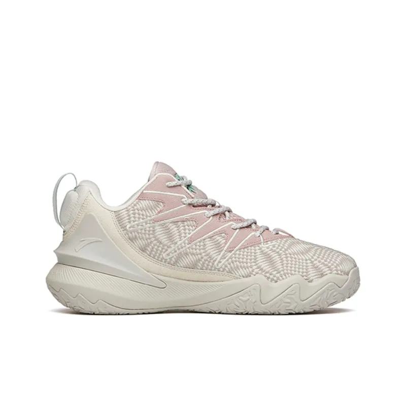 Anta The Dagger 5 Cushioning Anti-Slip And Wear-Resistant Low-Top Basketball Shoes Gray Pink Gray-1