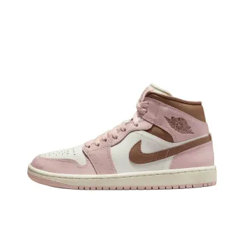 Jordan Air Jordan 1 Anti Slip Wear Resistant Mid Top Vintage Basketball Shoes Women's Pink White