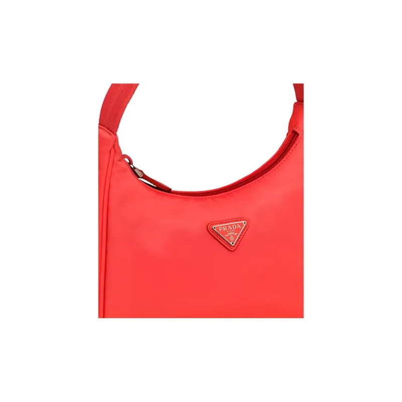 PRADA Nylon Fabric Shoulder Bag Handbag Shoulder Bag Mini Women's Red-4
