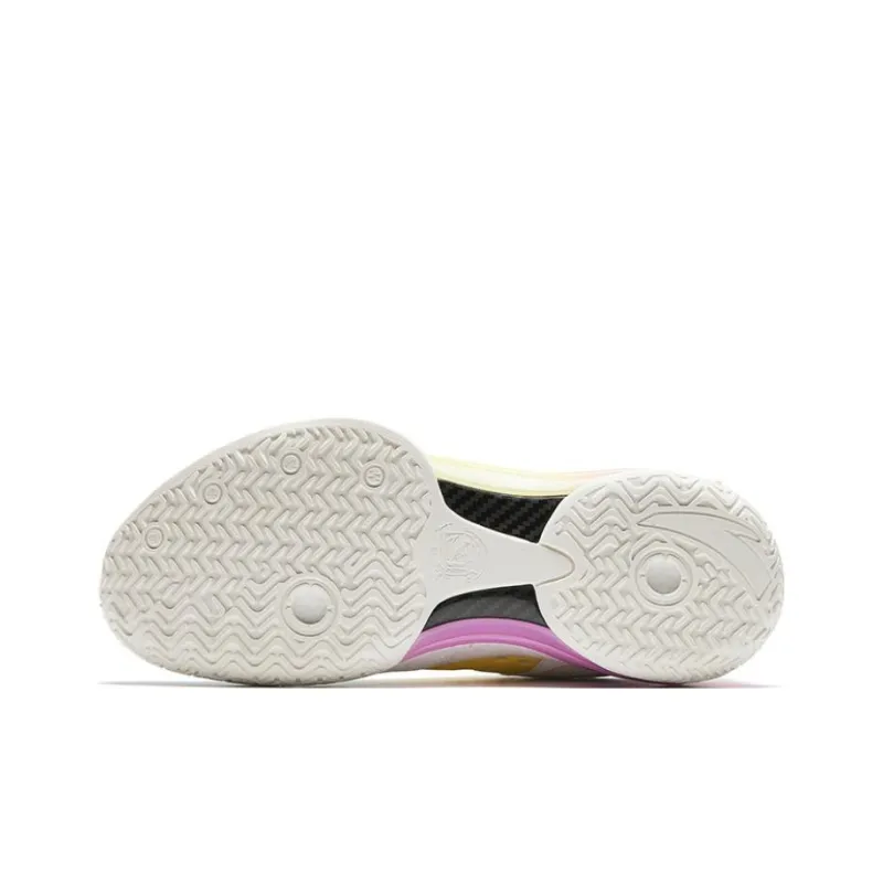 Anta Shock Wave 4 Paper Cup Cake Cushioning Anti Slip And Wear Resistant Mid Top Basketball Shoes Men's Yellow Pink-4