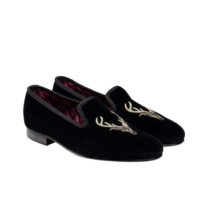 CROCKETT & JONES Stags Head Loafers Men's Black-3