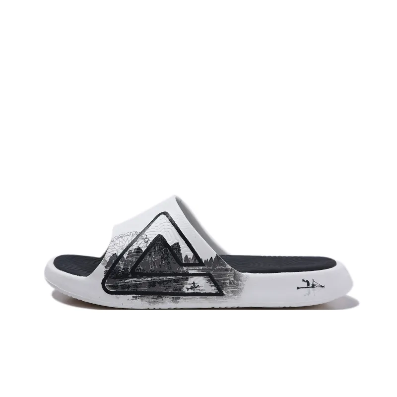 PEAK Tai Ji2.0 Slip Resistant Odor Resistant Abrasion Resistant Slide Slippers Unisex Ivory Dark Gray-0