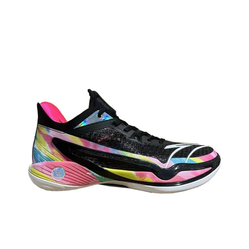 Anta Lighthearted 4 Cushioning Wear-Resistant Low-Top Basketball Shoes Men's Black Pink-1