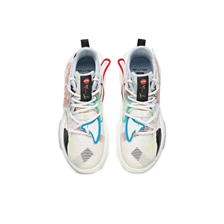 Anta Bastard Cushioning Anti Slip And Wear Resistant Mid Top Sports Casual Shoes Women's White Blue Yellow-3
