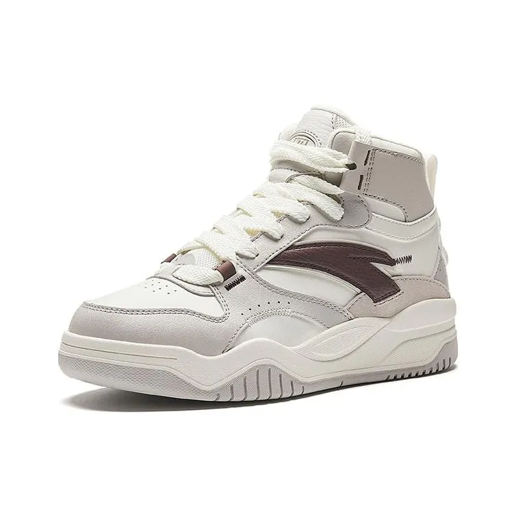 Anta Wave Shoes Non slip Lightweight Mid Top Skateboard Shoes Women's White-1