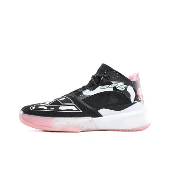 PEAK State Extremely Large Triangle 1.0 Basketball Shoes Men Mid Top Black/All White/Pink