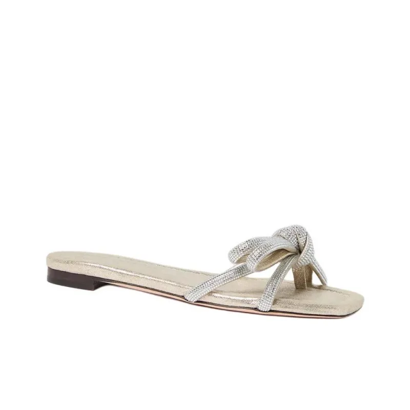 Loeffler Randall Slide Slippers Women's Gold Silver-2