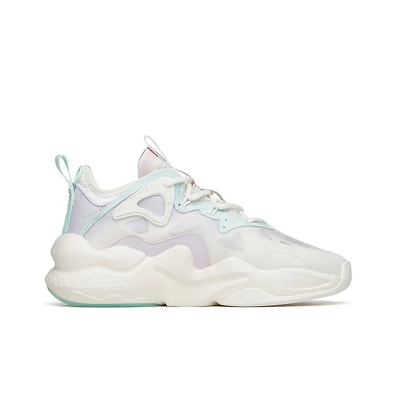 Anta Bastard Life Collection Lightweight And Wear resistant Low Top Skateboard Shoes Women's White Purple Blue-1