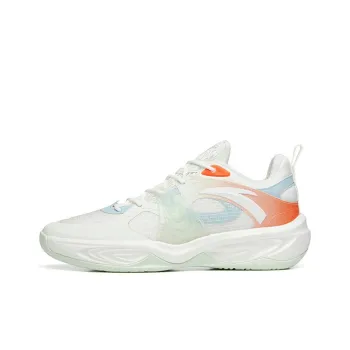 Anta Wind Cave 3 Cushioning Anti Slip And Wear Resistant Low Top Performance Basketball Shoes White Green Orange