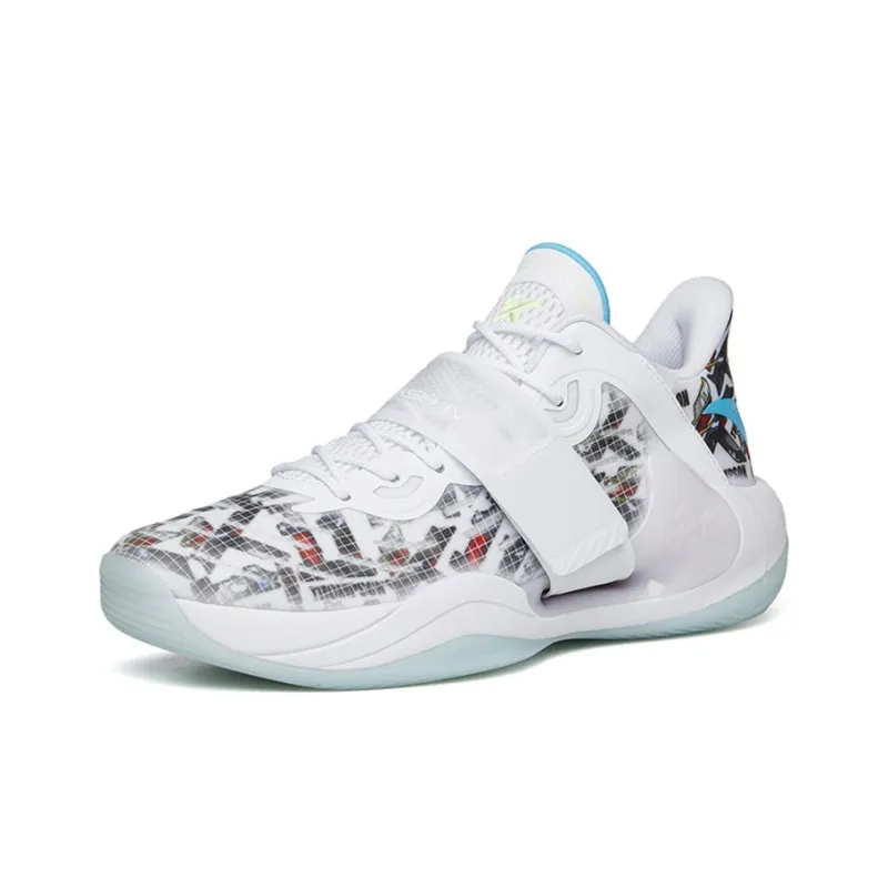 Anta Water Flower 4 Cushioning Support Low Top Performance Basketball Shoes Men's White Blue-1