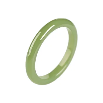 Artisan Lock Heart Jade Bangles Green Jade Women's