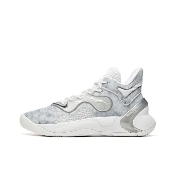 Anta The Dagger 4 Cushioning Anti Slip And Wear Resistant Mid Top Basketball Shoes Gray White Silver
