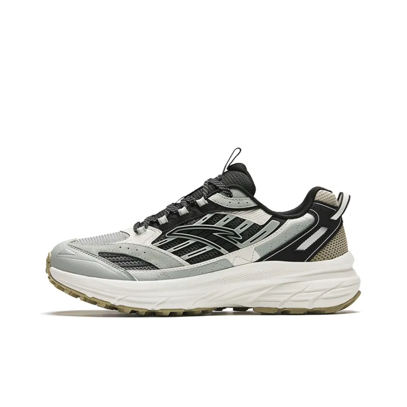 Anta Cushioned Slip-Resistant Abrasion-Resistant Low-Top Running Shoes Men's Gray Green Black-0