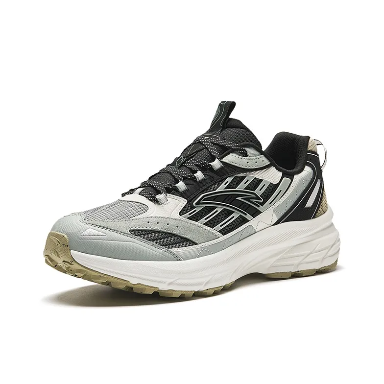 Anta Cushioned Slip-Resistant Abrasion-Resistant Low-Top Running Shoes Men's Gray Green Black-1