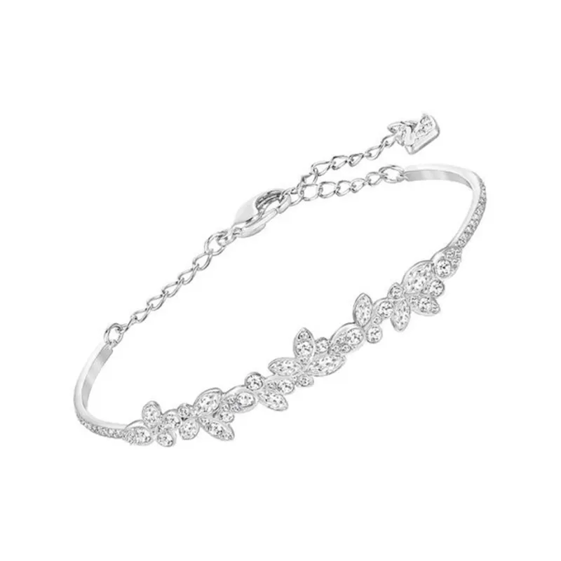 Swarovski Faux Crystal Stone, Rhodium Plated Alloy Bangles Women's-1