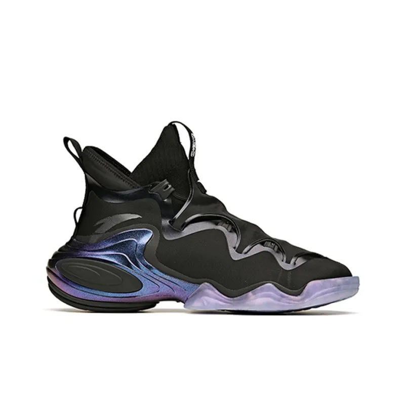 Anta Star Free Anti Slip Wear Resistant Mid Top Basketball Shoes Men's Black-1