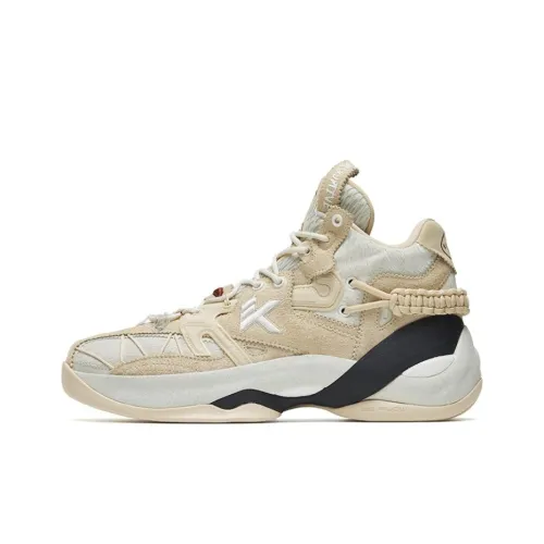 Anta KT7 KT 7 Anti Slip Wear Resistant High Top Performance Basketball Shoes Beige Destroy Version Golden Hair