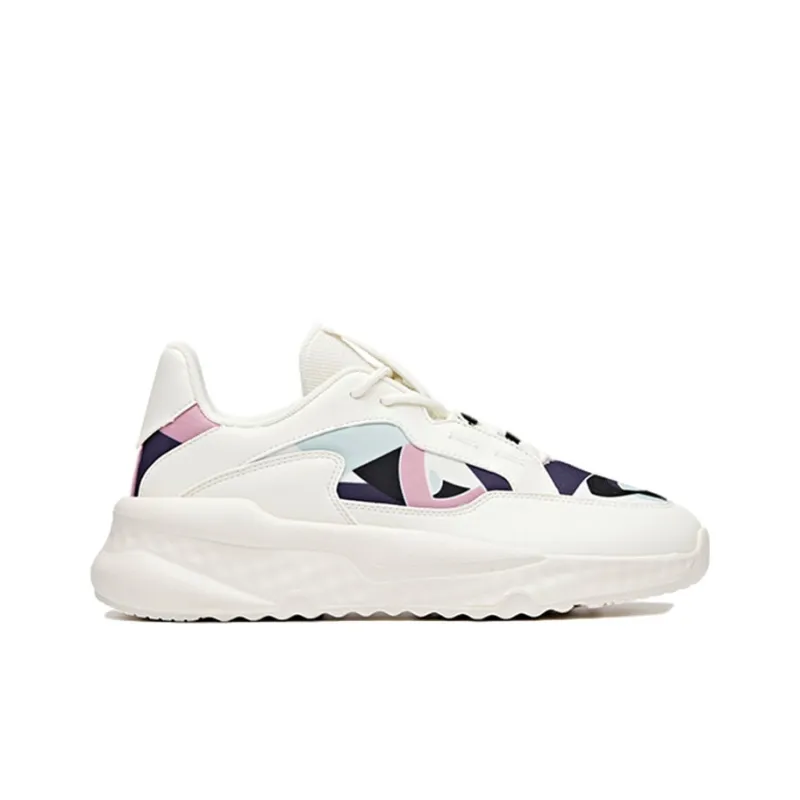 Anta Unruly Series Cushioning Anti Slip Wear Resistant Breathability Low Top Casual Shoes Women's White Green Purple-1