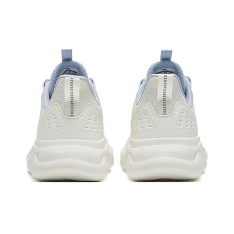 ANTA Sheepskin Running Shoes Women's Low Top Ivory White/Oxygen Blue-4