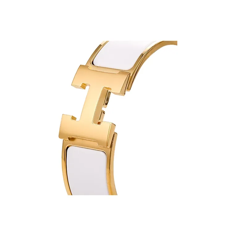 HERMES Gold Plated Bangles Women's White Gold-2