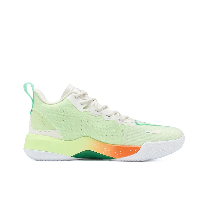 PEAK State Extreme Triangle 2.0 Wear Resistant Slip Resistant Mid Top Basketball Shoes Men's Ecru Acid Green-1