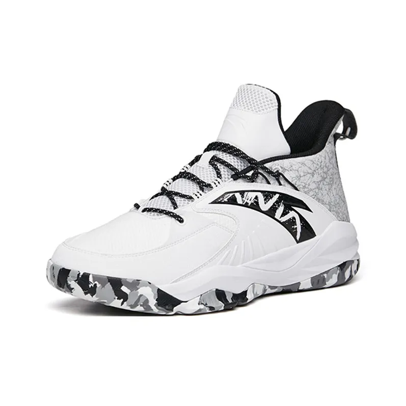 Anta Rhomboid Cushioned Slip-Resistant Abrasion-Resistant Breathable Low-Top Basketball Shoes Men's Black White-2