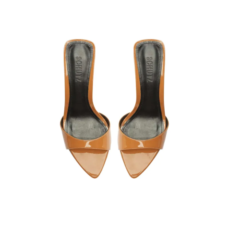 Schutz Slide Slippers 7.5cm Women's Brown-4