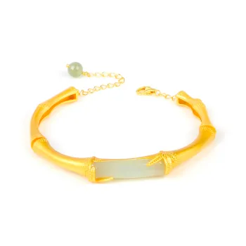 Yi Zhen Ge Hetian Jade 925 Silver Bangles Women's White Jade