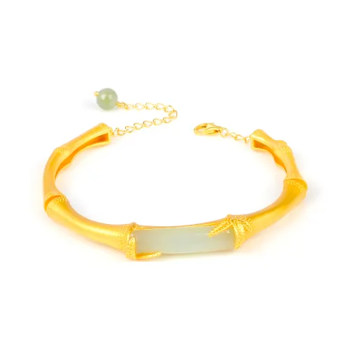 Yi Zhen Ge Hetian Jade 925 Silver Bangles Women's White Jade