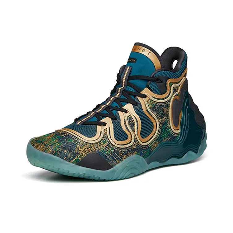 ANTA Star Mountain Basketball Shoes Men High Top Digital Blue/Carbon Gray/Metal Gold-2