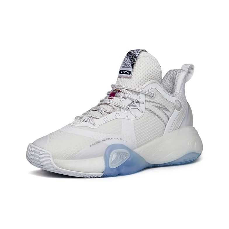 Anta Bubble Bomb Cushioned Slip Resistant Abrasion Resistant Low Top Performance Basketball Shoes Women's White-2