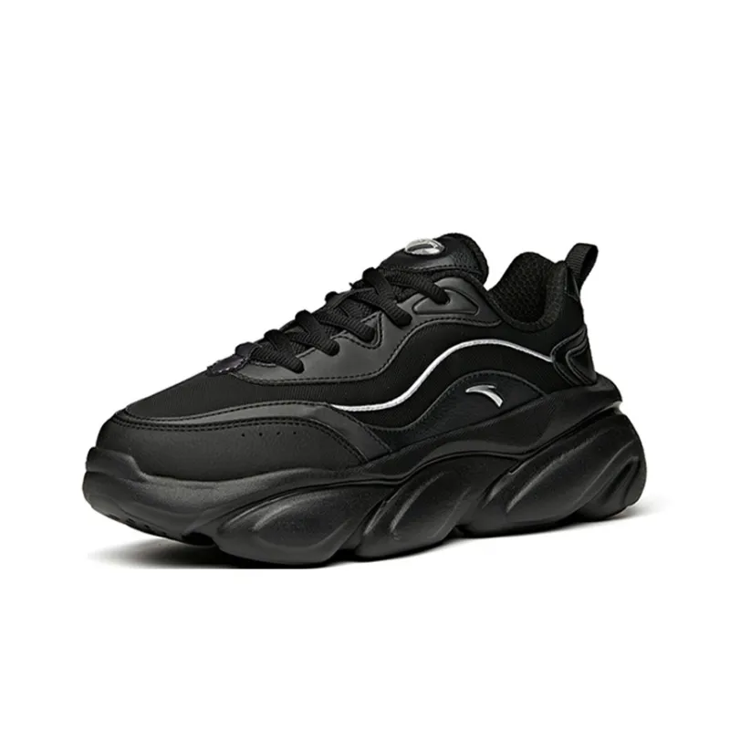 Anta Cat Paw Shock Absorbers Slip Resistant, Abrasion Resistant, Breathable Low Top Chunky Sneakers Women's Black-2