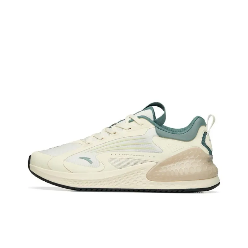 Anta C37+ Anti Slip Wear Resistant Low Top Casual Running Shoes Women's Beige White Green-0