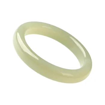 Oushuo Jewelry Hetian Jade Bangle Girl Jade Bangle Unisex Pale Greenish White Jade