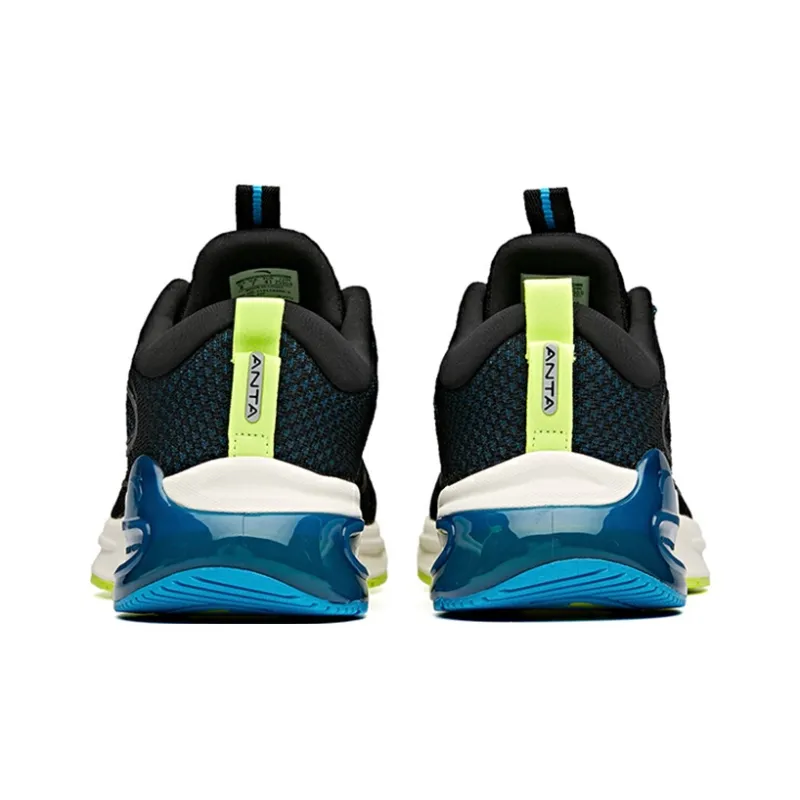 Anta Tron 1.0 Cushioned Slip-Resistant Abrasion-Resistant Breathable Low-Top Running Shoes Men's Black Blue-3