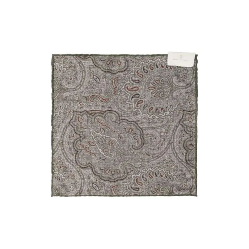 Brunello Cucinelli Logo Patch Graphic Printed Pocket Square-0
